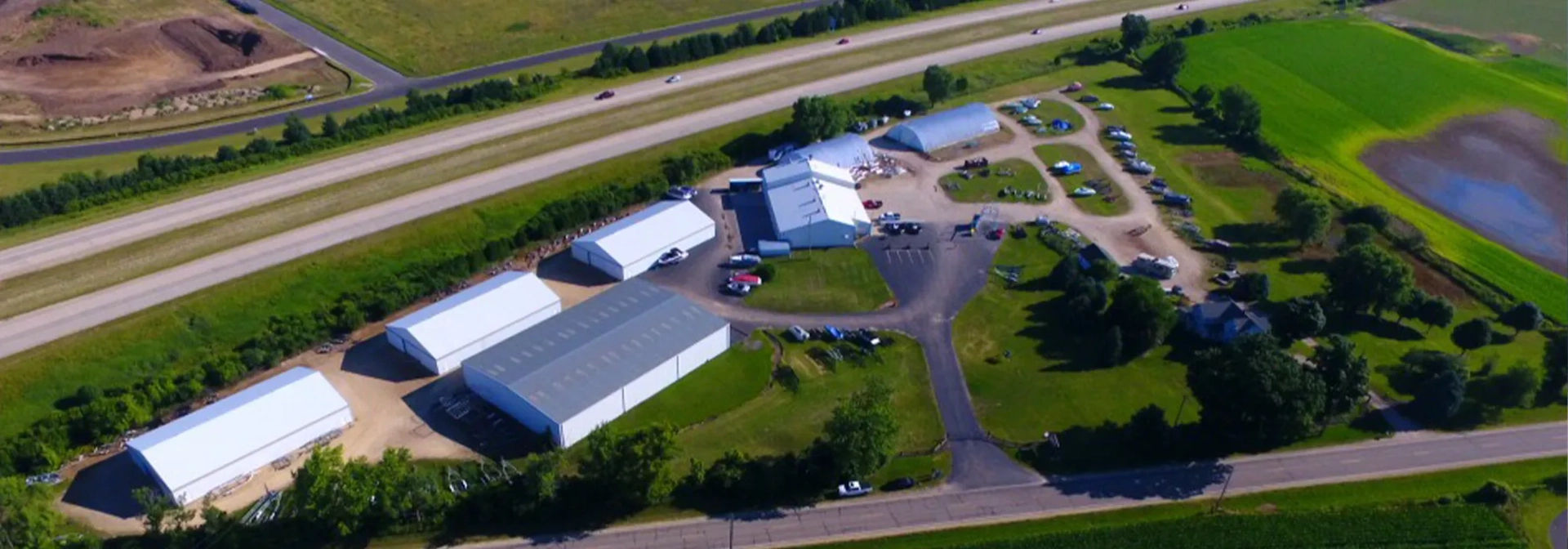 Aerial view of Reed’s Marine property